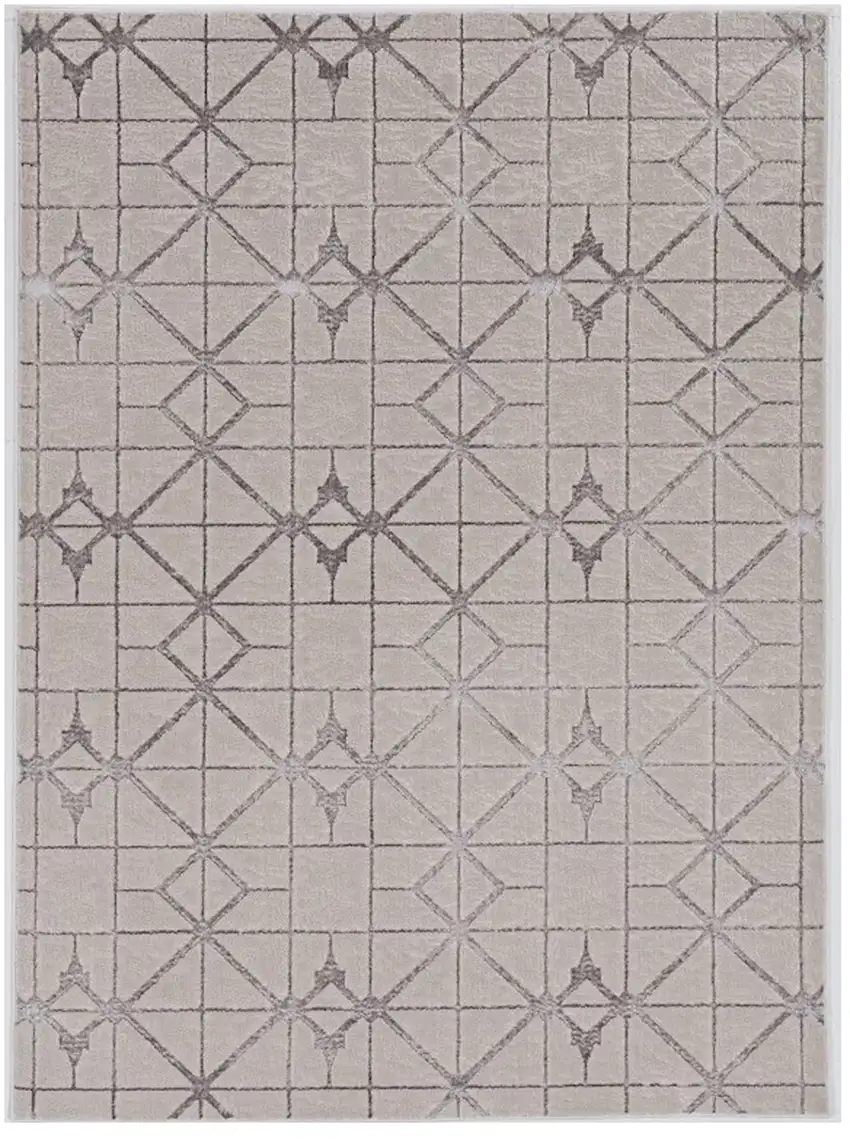 94 X 130 Ivory Or Silver Polypropylene Or Polyester Rug Photo 2