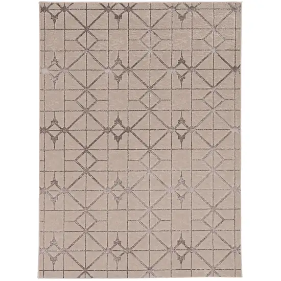 Ivory And Brown Geometric Area Rug Photo 2