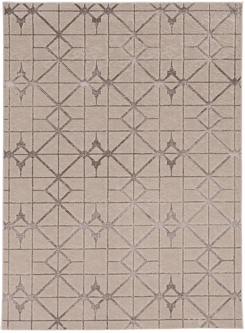 Ivory And Brown Geometric Area Rug Photo 2