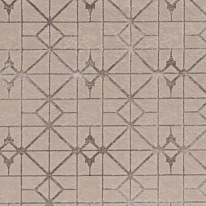 Ivory And Brown Geometric Area Rug Photo 4