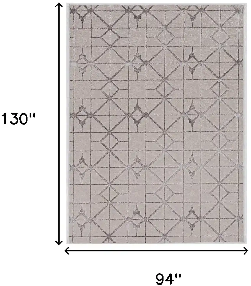 94 X 130 Ivory Or Silver Polypropylene Or Polyester Rug Photo 3