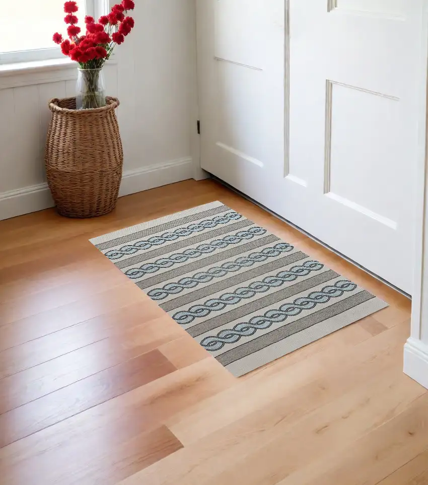 Ivory Or Spa Braid Design Uv Treated Area Rug Photo 1