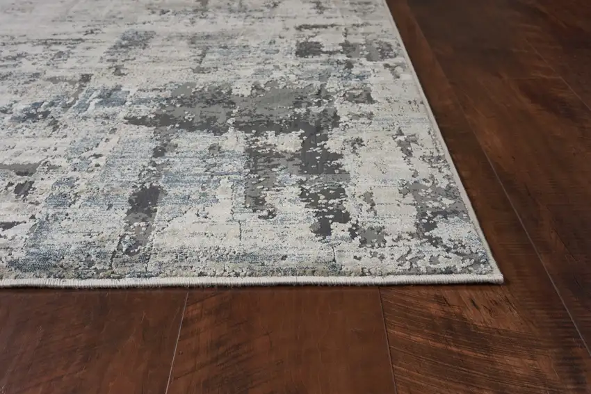 Ivory or Teal Abstract Area Rug Photo 3