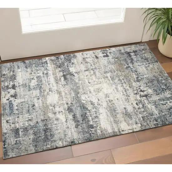 Ivory And Gray Abstract Area Rug Photo 1