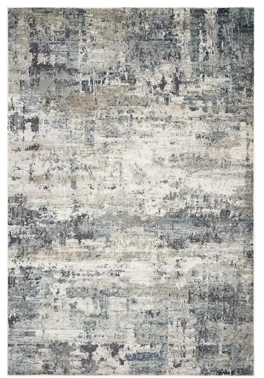 Ivory Or Teal Abstract Area Rug Photo 2