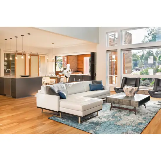 Ivory or Teal Abstract Design Indoor Area Rug Photo 4
