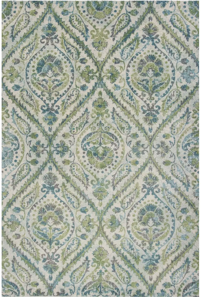 Ivory Or Teal Parisian Polypropylene Area Rug Photo 2