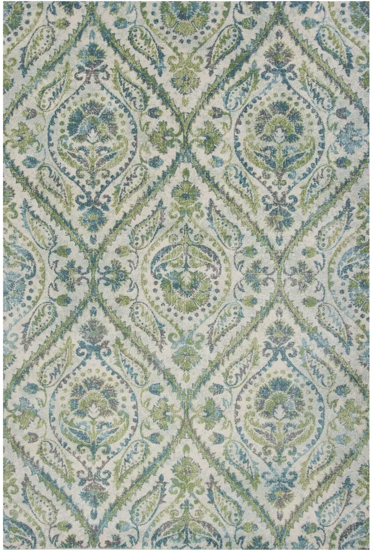 Ivory or Teal Parisian Polypropylene Area Rug Photo 3