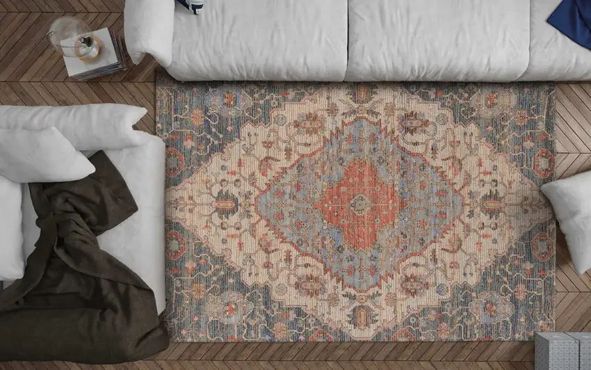 Jute Blue or Red Area Rug Photo 6