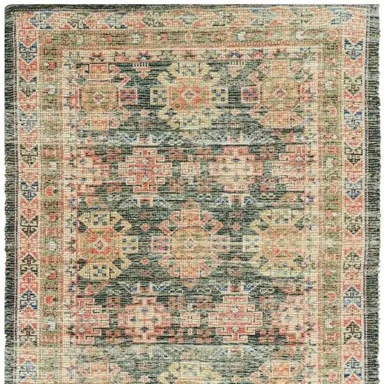 Brick Red Green And Brown Jute Southwestern Handmade Area Rug Photo 5