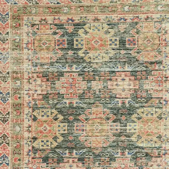 Brick Red Green And Brown Jute Southwestern Handmade Area Rug Photo 4