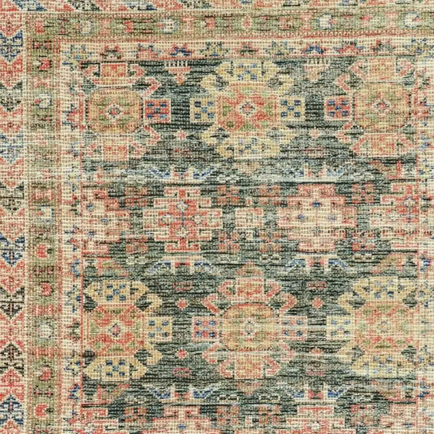 Brick Red Green And Brown Jute Southwestern Handmade Area Rug Photo 4