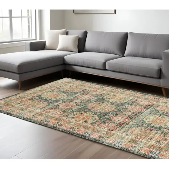 Brick Red Green And Brown Jute Southwestern Handmade Area Rug Photo 1