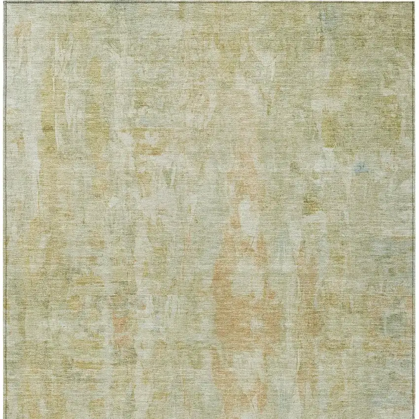 Key Lime And Copper Abstract Washable Indoor Outdoor Area Rug Photo 7