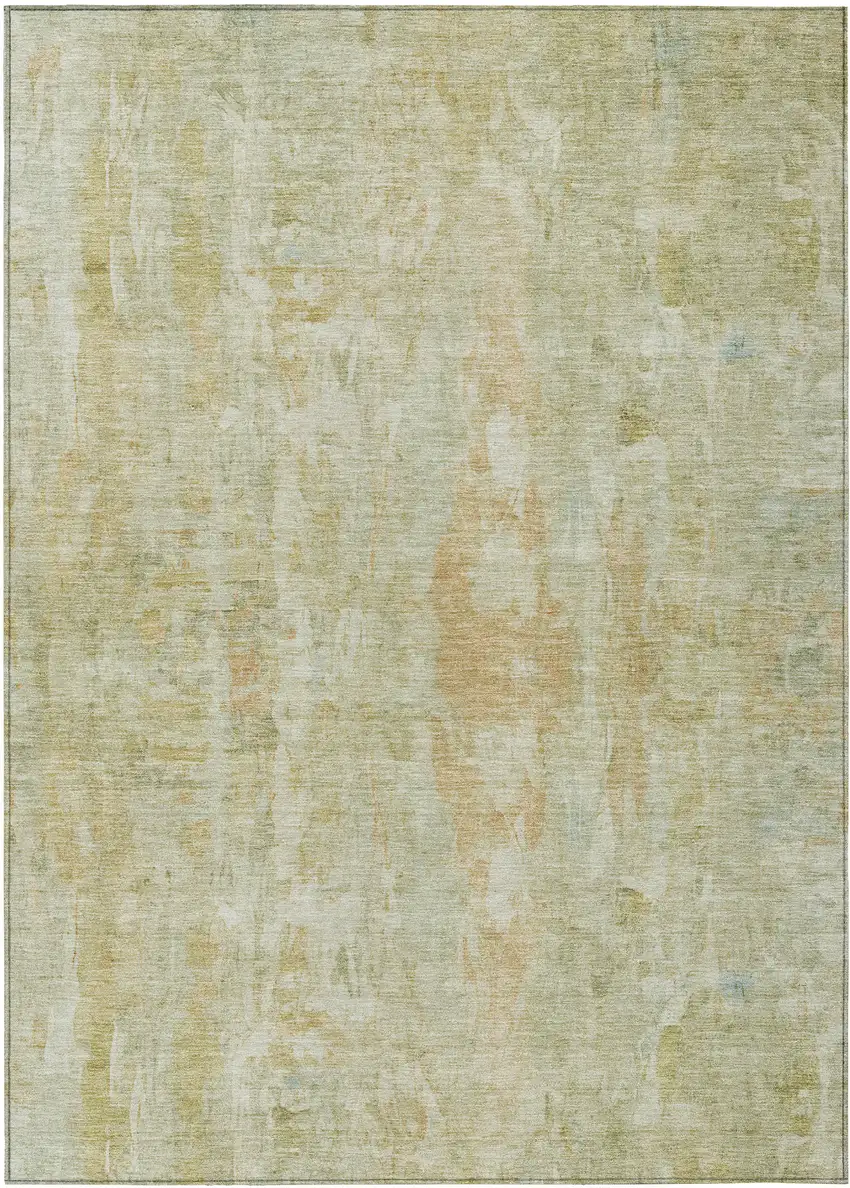 Key Lime And Copper Abstract Washable Indoor Outdoor Area Rug Photo 2