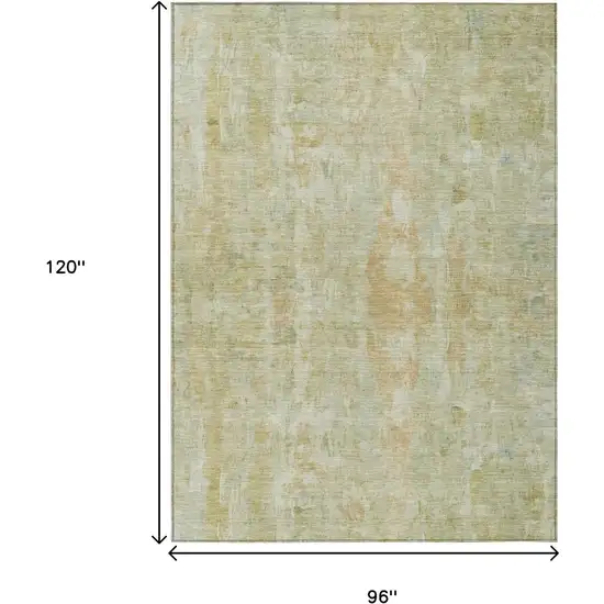 Key Lime And Copper Abstract Washable Indoor Outdoor Area Rug Photo 3