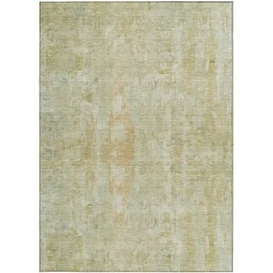 Key Lime And Copper Abstract Washable Indoor Outdoor Area Rug Photo 4