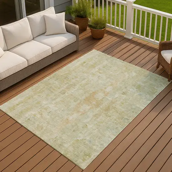 Key Lime And Copper Abstract Washable Indoor Outdoor Area Rug Photo 7