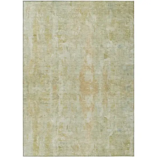 Key Lime And Copper Abstract Washable Indoor Outdoor Area Rug Photo 2
