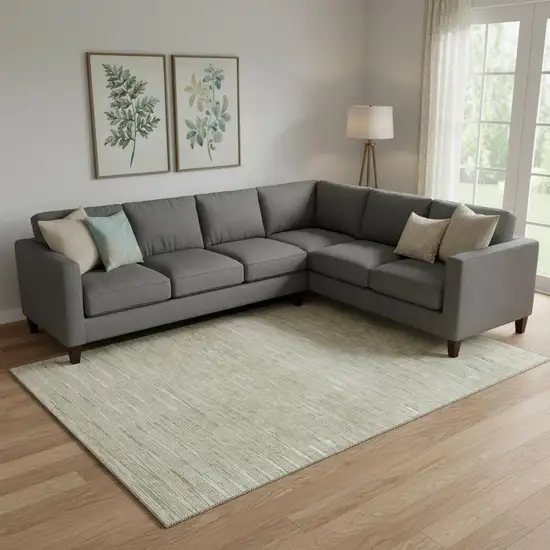 Khaki And Beige Abstract Washable Area Rug With UV Protection Photo 1