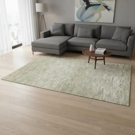 Khaki And Beige Abstract Washable Area Rug With UV Protection Photo 2