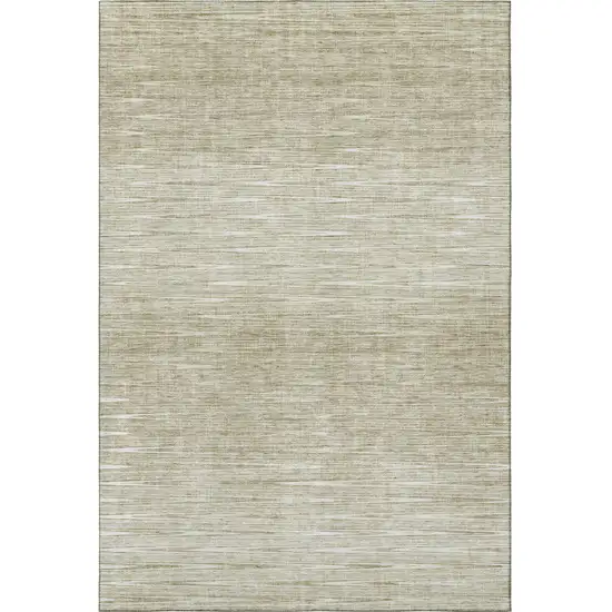 Khaki And Beige Abstract Washable Area Rug With UV Protection Photo 3