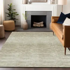 Photo of Khaki And Beige Abstract Washable Area Rug With UV Protection