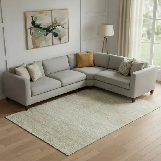 Khaki And Beige Abstract Washable Area Rug With UV Protection Photo 1