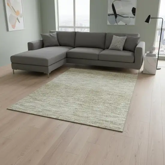 Khaki And Beige Abstract Washable Area Rug With UV Protection Photo 2