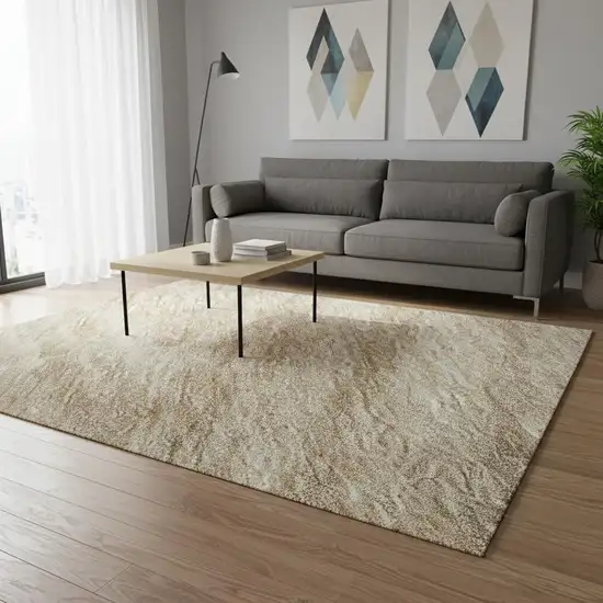 Khaki And Beige Abstract Washable Area Rug With UV Protection Photo 2
