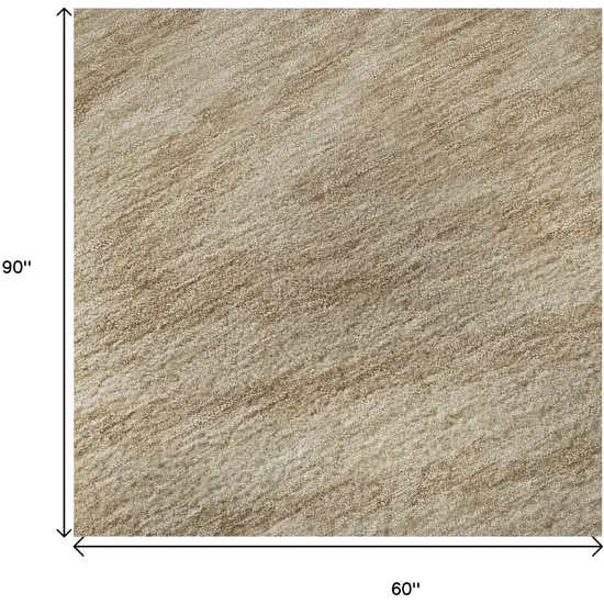 Khaki And Beige Abstract Washable Area Rug With UV Protection Photo 9