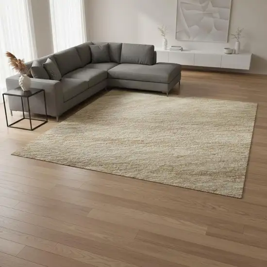 Khaki And Beige Abstract Washable Area Rug With UV Protection Photo 2