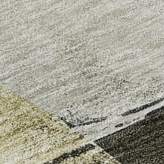 Khaki And Beige Abstract Washable Area Rug With UV Protection Photo 2