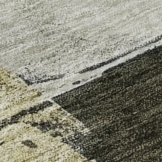Khaki And Beige Abstract Washable Area Rug With UV Protection Photo 2