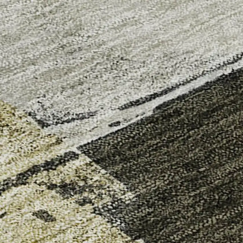 Khaki And Beige Abstract Washable Area Rug With UV Protection Photo 2