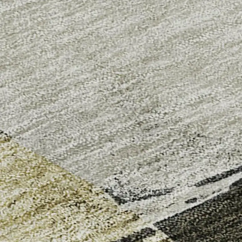 Khaki And Beige Abstract Washable Area Rug With UV Protection Photo 2