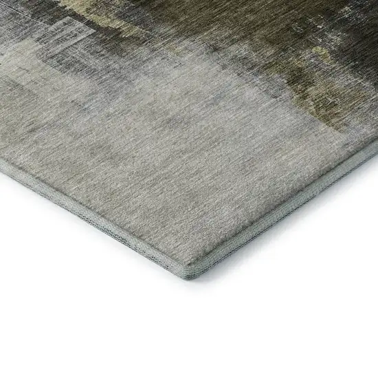 Khaki And Beige Abstract Washable Area Rug With UV Protection Photo 8