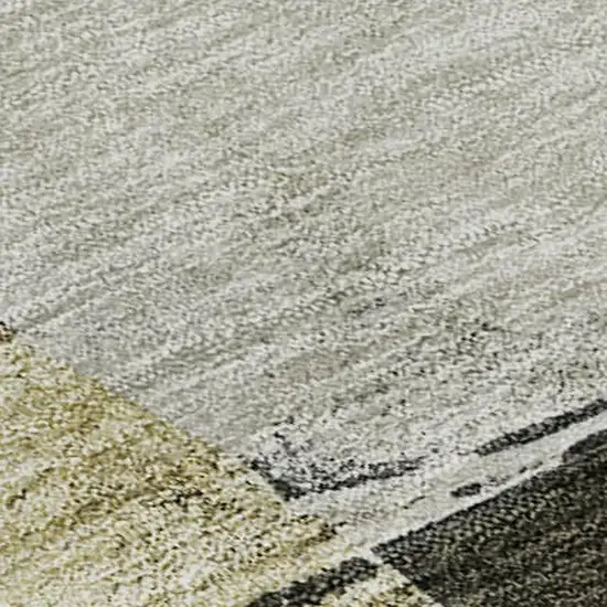 Khaki And Beige Abstract Washable Area Rug With UV Protection Photo 2