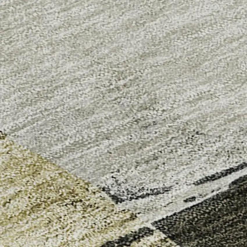 Khaki And Beige Abstract Washable Area Rug With UV Protection Photo 2