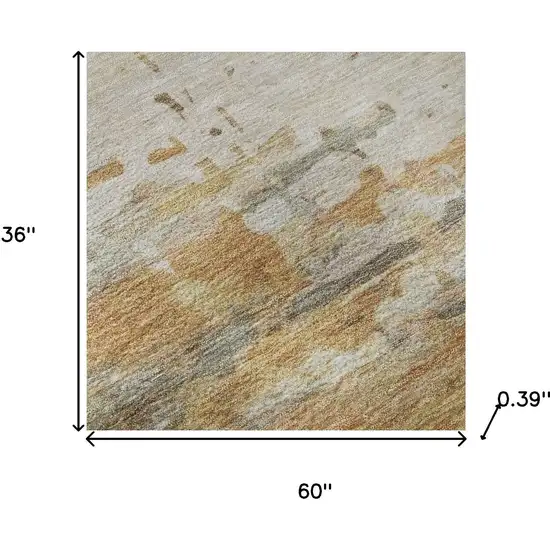 Khaki And Beige Abstract Washable Area Rug With UV Protection Photo 7