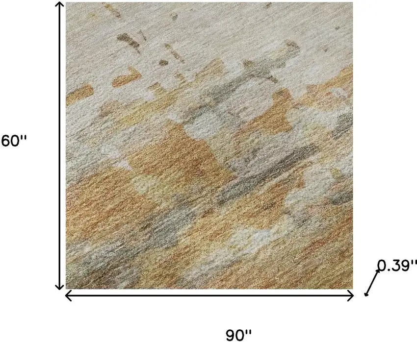 Khaki And Beige Abstract Washable Area Rug With UV Protection Photo 7