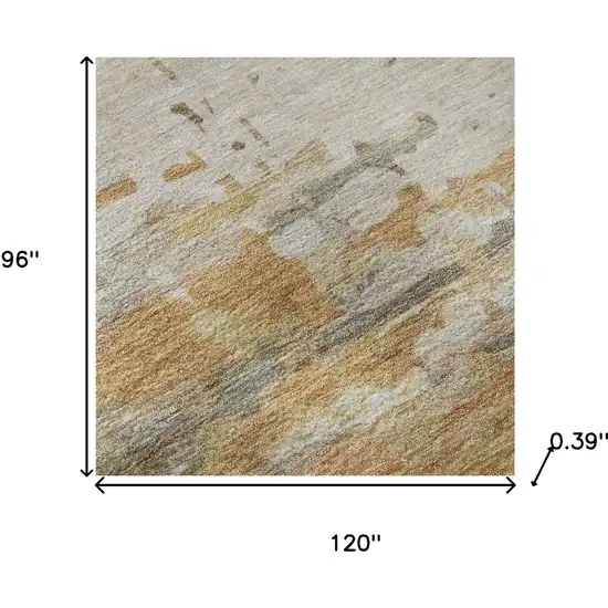 Khaki And Beige Abstract Washable Area Rug With UV Protection Photo 8