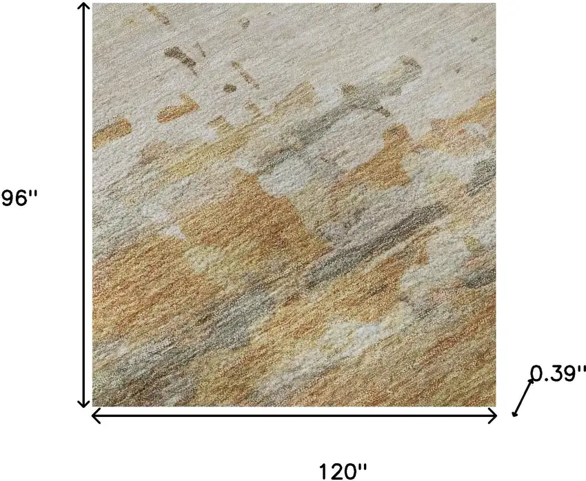Khaki And Beige Abstract Washable Area Rug With UV Protection Photo 8