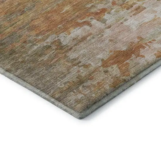 Khaki And Beige Abstract Washable Area Rug With UV Protection Photo 7