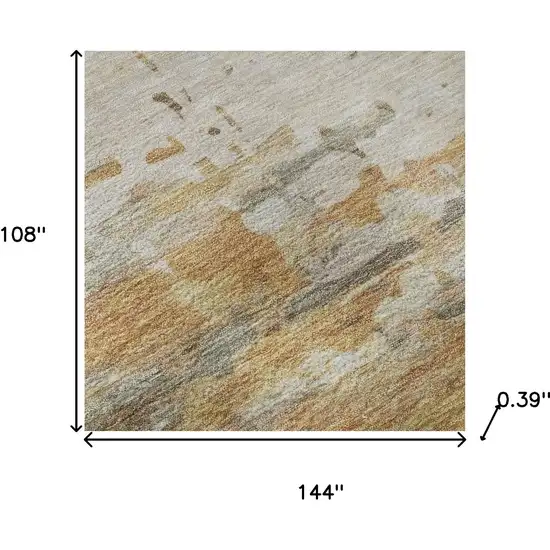 Khaki And Beige Abstract Washable Area Rug With UV Protection Photo 7