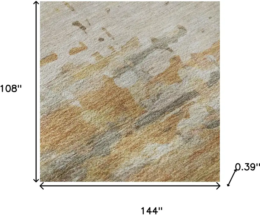Khaki And Beige Abstract Washable Area Rug With UV Protection Photo 7