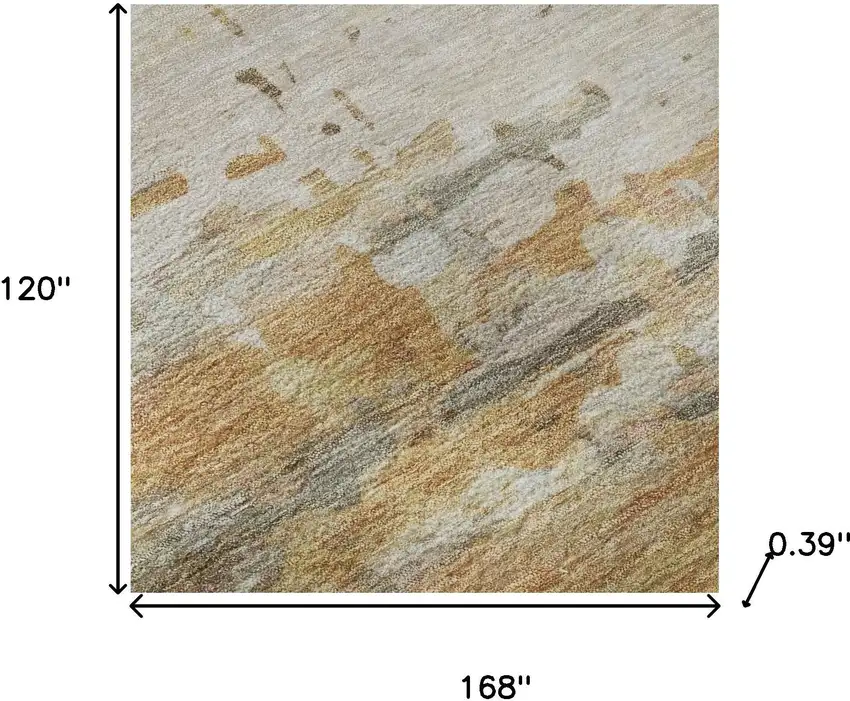 Khaki And Beige Abstract Washable Area Rug With UV Protection Photo 7