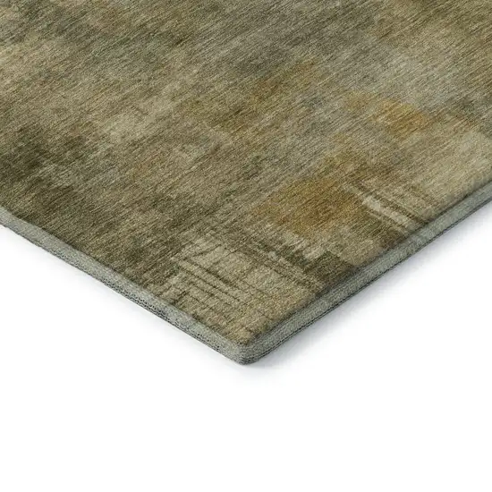 Khaki And Beige Abstract Washable Area Rug With UV Protection Photo 6