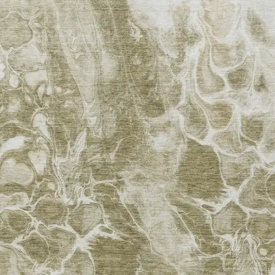 Khaki And Beige Abstract Washable Indoor Outdoor Area Rug Photo 9