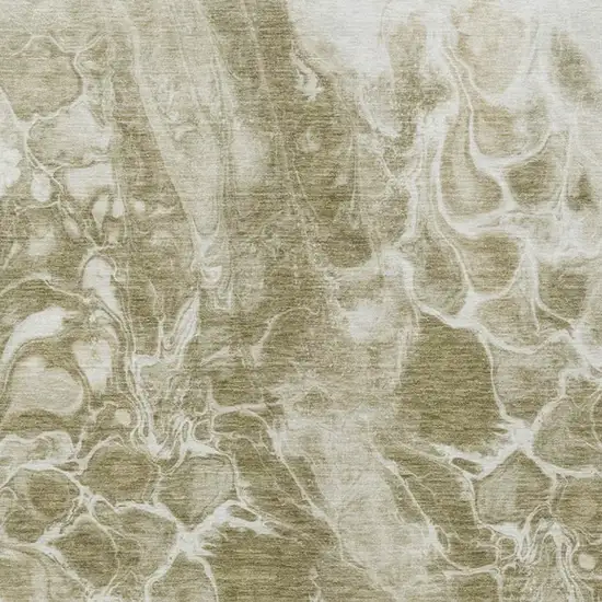 Khaki And Beige Abstract Washable Indoor Outdoor Area Rug Photo 3